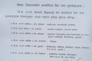 भाइटीकाको साइत कात्तिक १० गते बिहान ११ : ३७ बजे