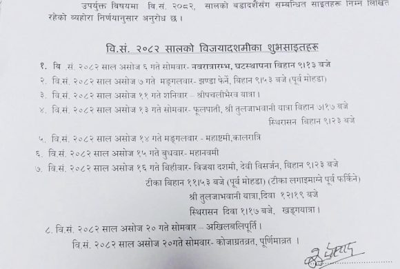 विजया दशमीको टीकाको शुभ साइत ११ः५३ बजे
